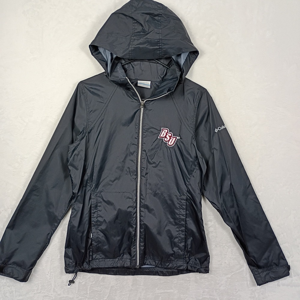 Columbia Windbreaker Jacket Womens Small Black BSU Boise State Gorpcore Hiking